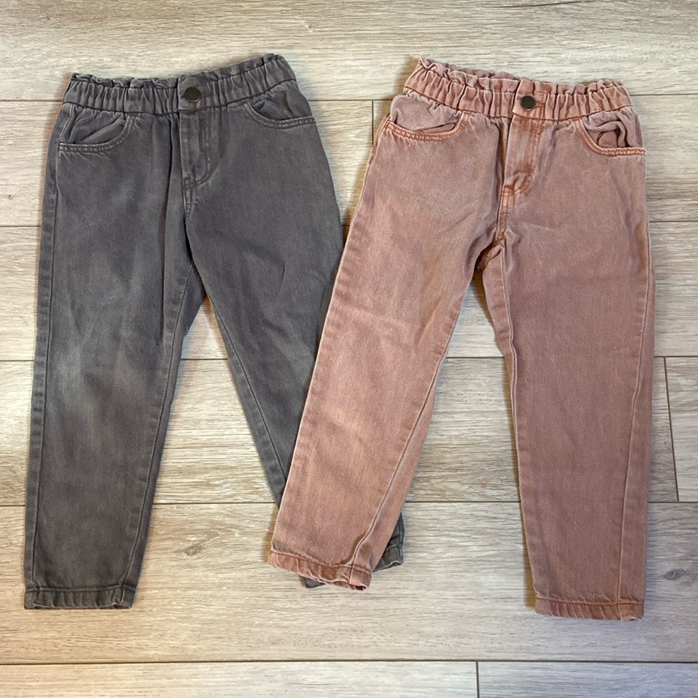 H&M Girls Paper Bag Jeans - 2 PAIRS - 4T